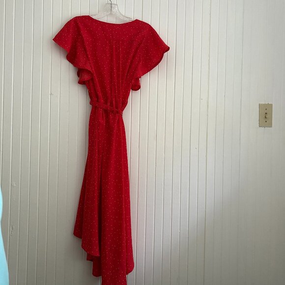 Anthropologie Polka Dot Flutter Sleeve Wrap Dress - Picture 5 of 13